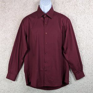 Pierre Cardin* Men's Long Sleeve Button Down Curved Hem‎ Pocket Shirt~ Large